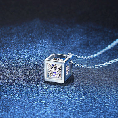 Geometric Sugar-Cube Moissanite Necklace