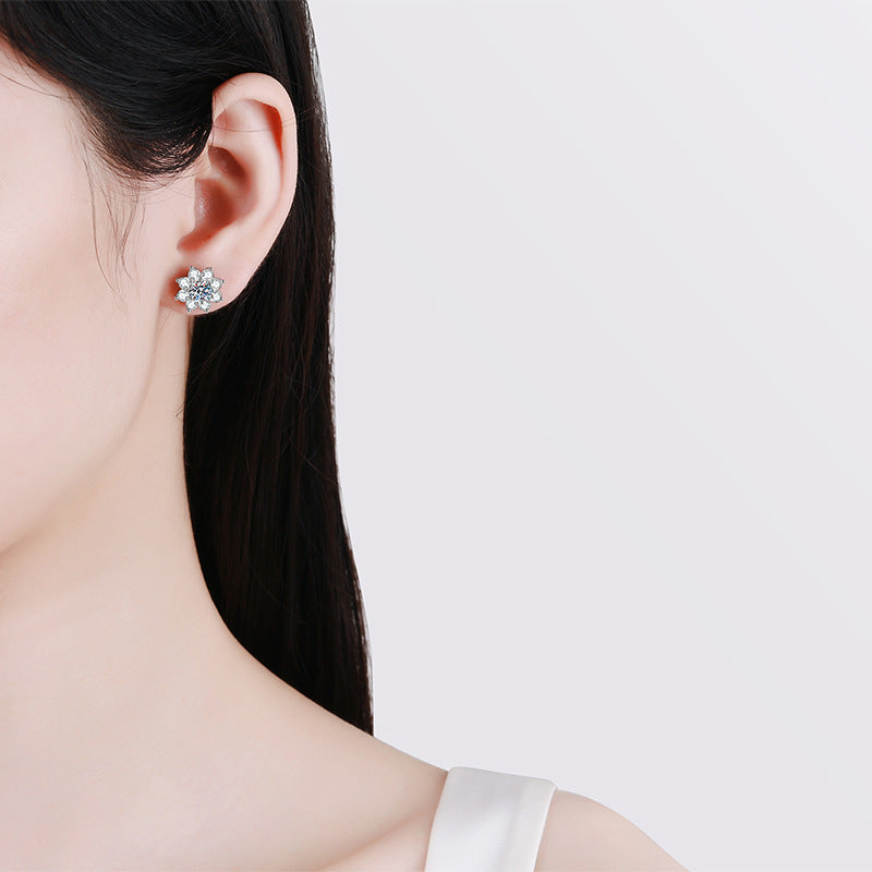 Radiant Sunflower Moissanite Stud Earrings