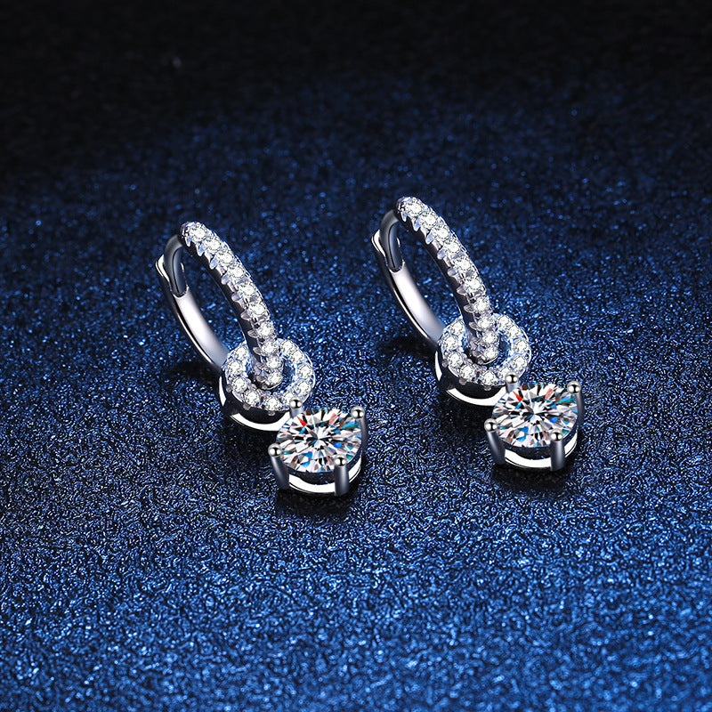 Interlocking Double Ring Moissanite Drop Earrings