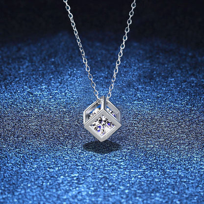 Geometric Sugar-Cube Moissanite Necklace