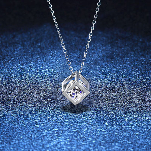 Geometric Sugar-Cube Moissanite Necklace