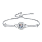 Ineinandergreifendes Herz- und Kreis-Moissanit-Armband