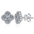 Elegant Four-Leaf Clover Moissanite Stud Earrings
