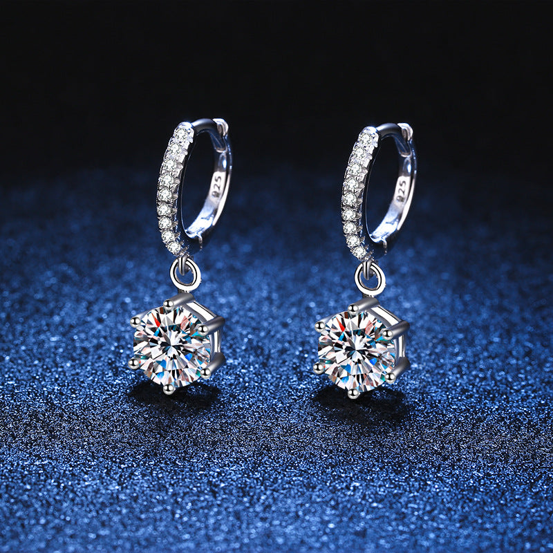 Classic 6-Prong Moissanite Drop Earrings