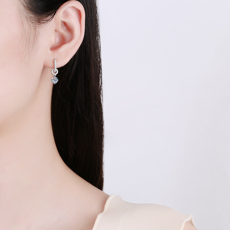 Interlocking Double Ring Moissanite Drop Earrings
