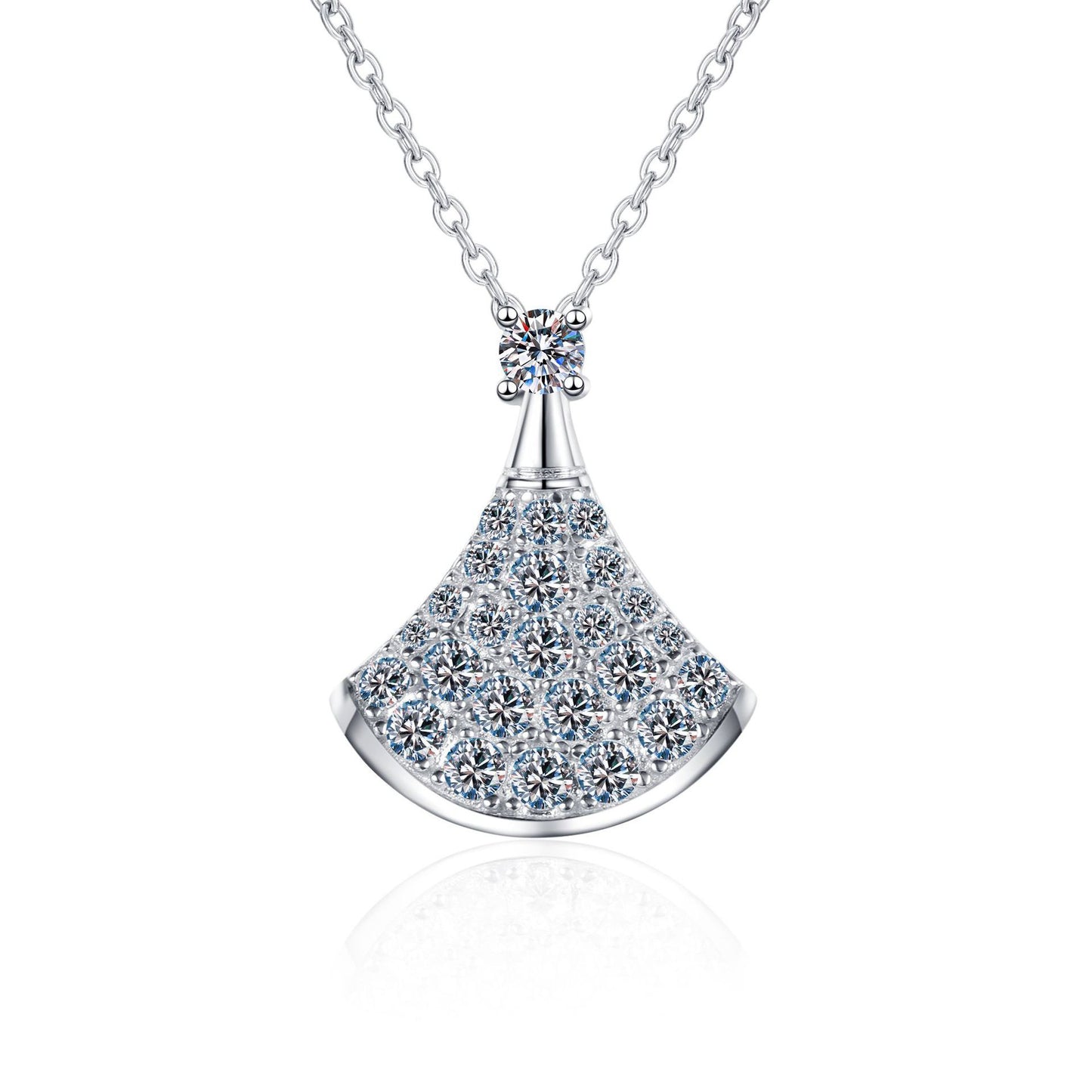Elegant Fan-Shaped Moissanite Pendant Necklace