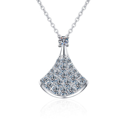Elegant Fan-Shaped Moissanite Pendant Necklace