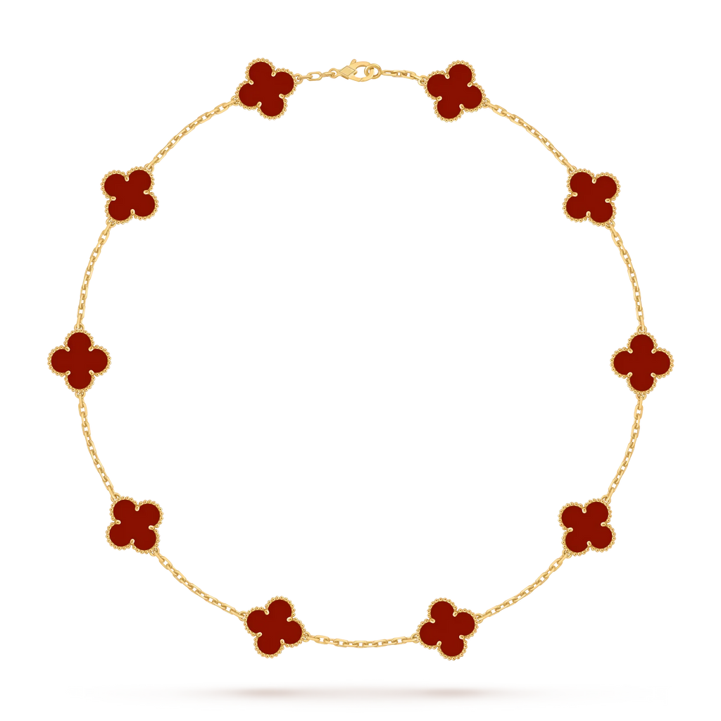 Klassisches Glücksklee-Halskette mit 10 Motiven aus der Goldkollektion