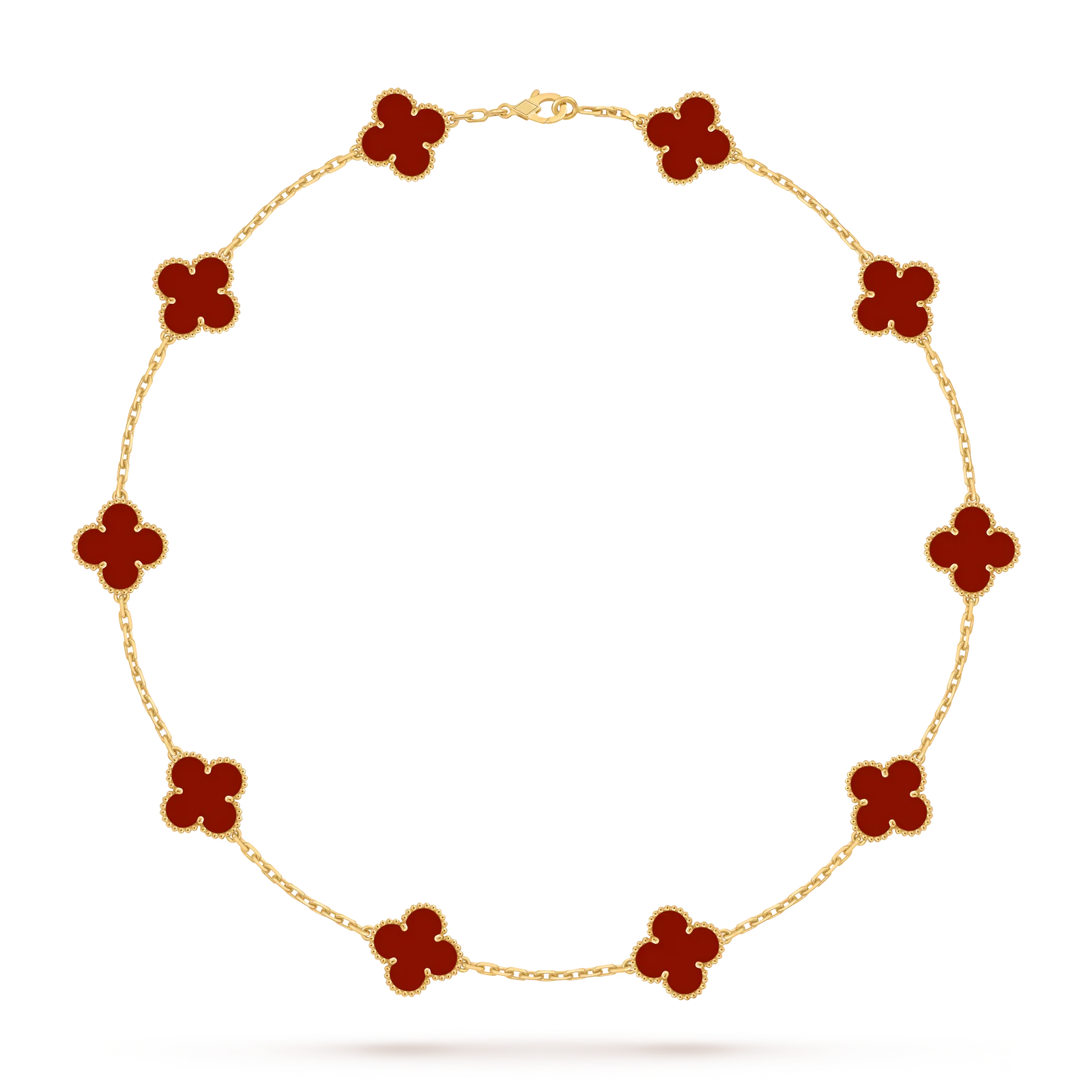 Classic Lucky 10-Motif Clover Necklace - 10-Flower Statement Chain Gold Collection
