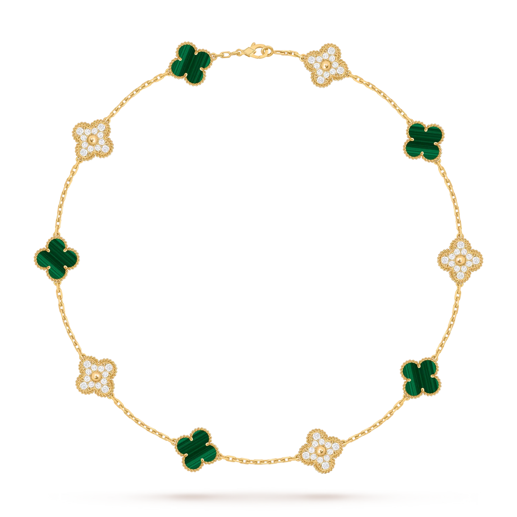 Klassisches Glücksklee-Halskette mit 10 Motiven aus der Goldkollektion