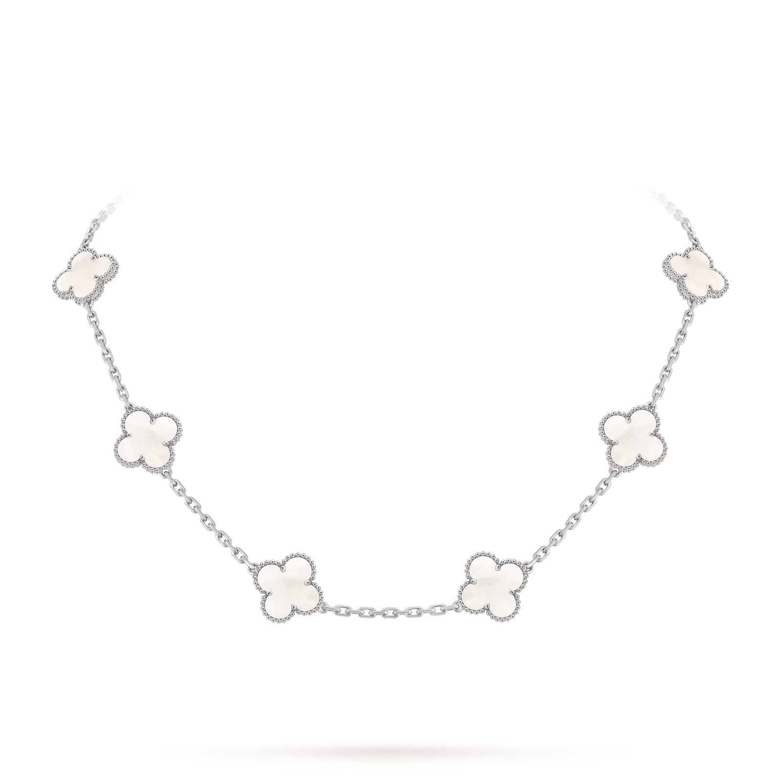 Classic Lucky 10-Motif Clover Necklace White Gold Collection
