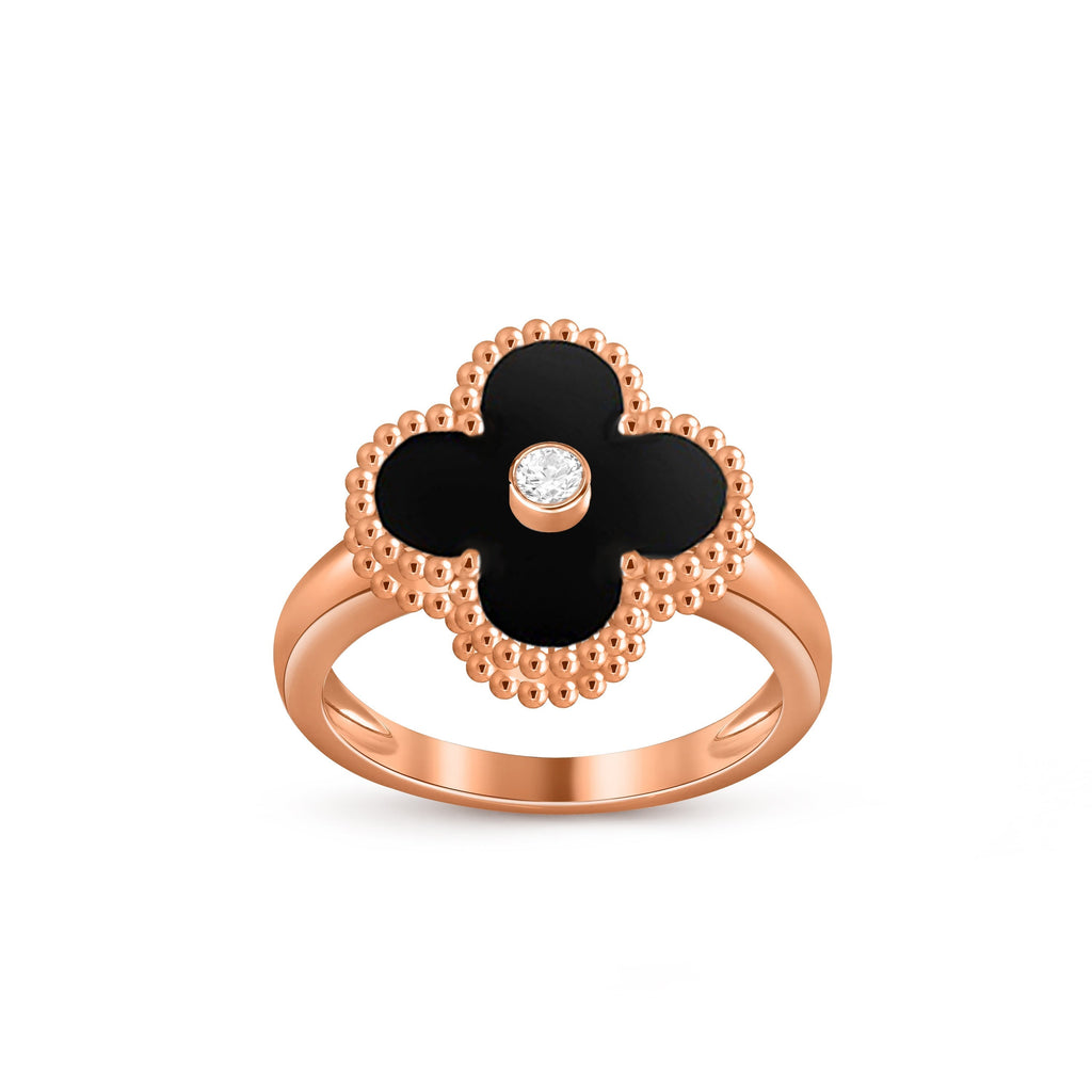 Glücksklee-Ringkollektion aus Roségold mit Diamantakzent