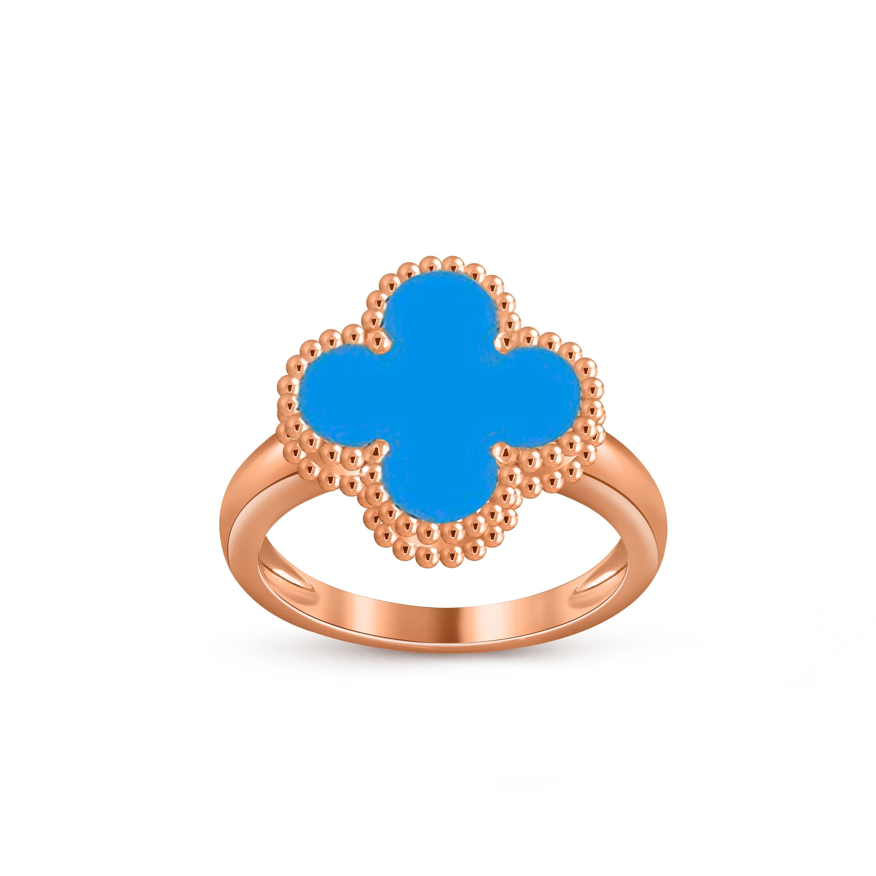 Glücks-Klee-Ring aus Roségold im Vintage-Stil – Luxuriöse Edelsteinkollektion