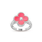 Lucky Clover Diamond-Accent White Gold Ring - Luxury Gemstone Collection