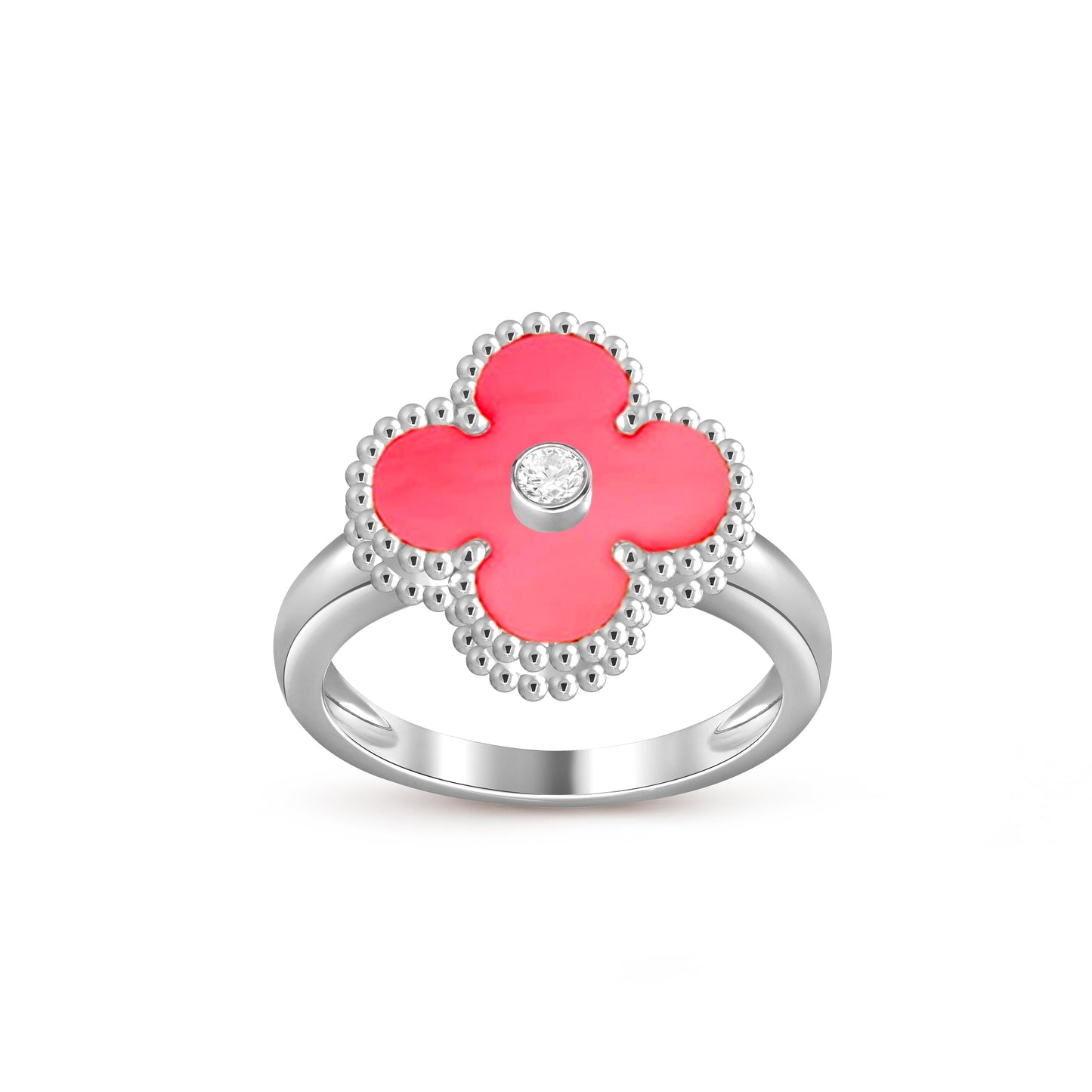 Lucky Clover Diamant-Akzent Weißgoldring-Kollektion