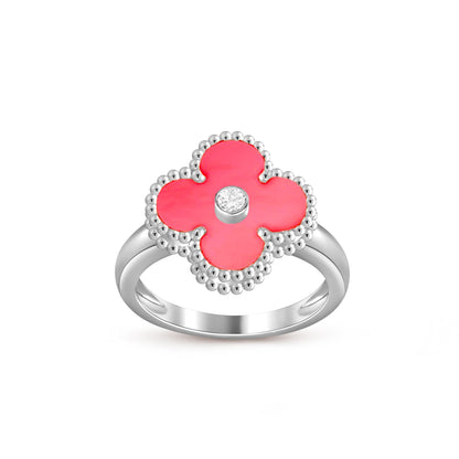 Lucky Clover Diamant-Akzent Weißgoldring-Kollektion