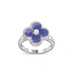 Lucky Clover Diamond-Accent White Gold Ring - Luxury Gemstone Collection