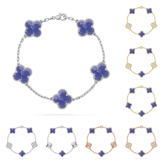 Lucky Clover 5-Motif Bracelet - Blue Larimar Collection