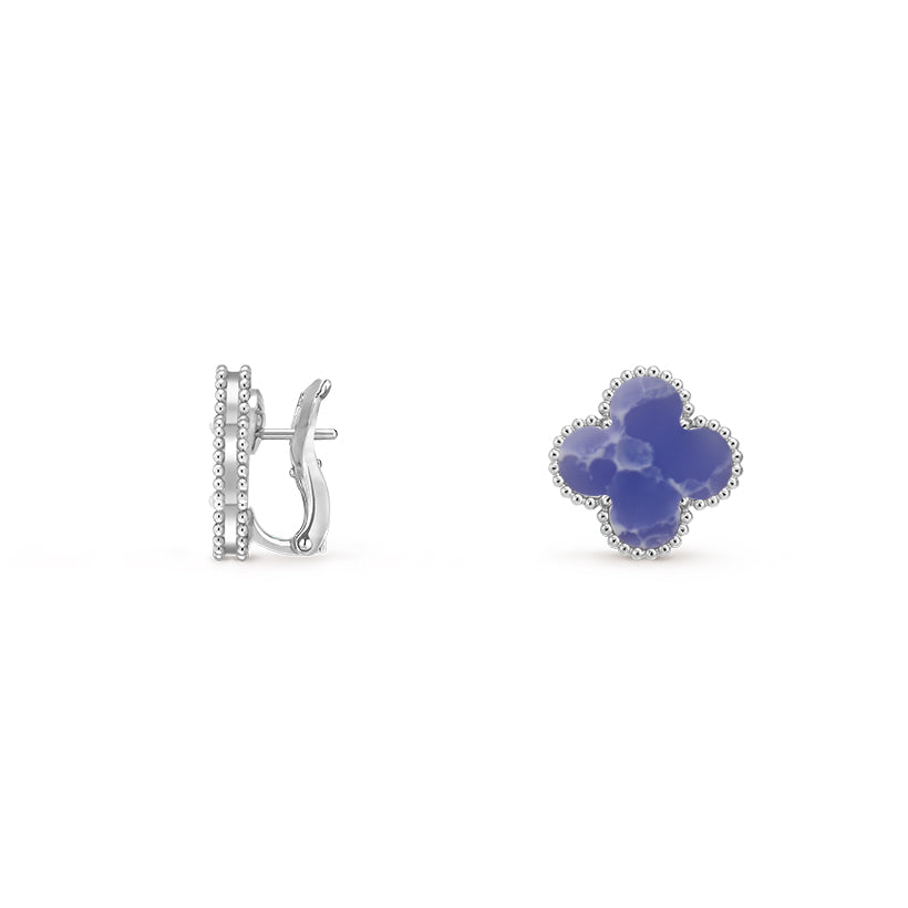 15mm Clover Flower Stud Earrings - Signature-White Gold Collection