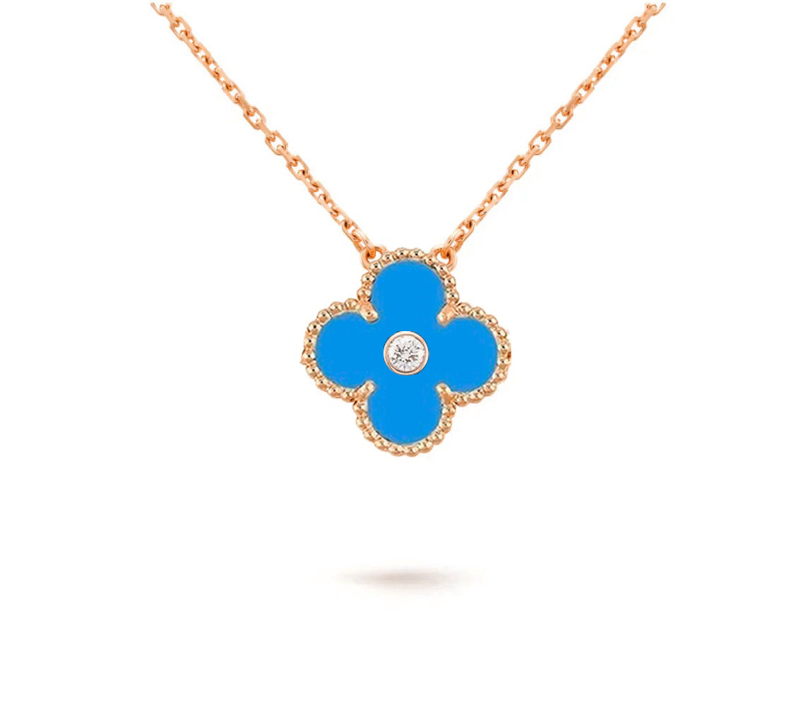 15mm Clover Flower Diamond Pendant Necklace Collection