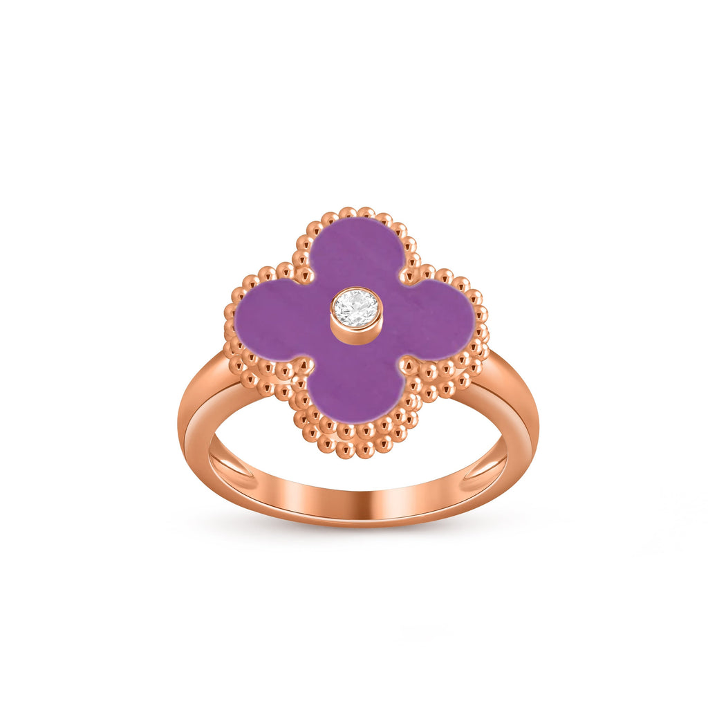 Glücksklee-Ringkollektion aus Roségold mit Diamantakzent