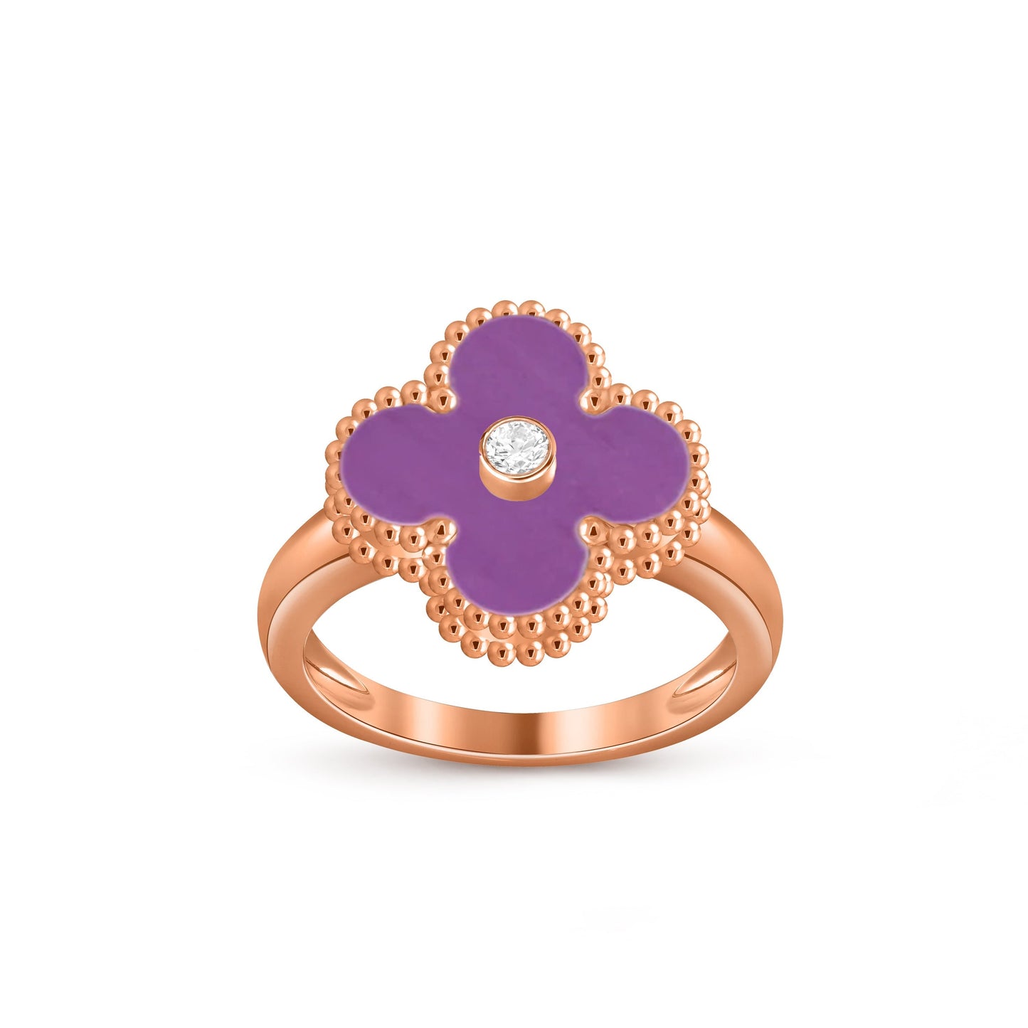 Glücksklee-Ringkollektion aus Roségold mit Diamantakzent