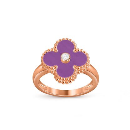 Glücksklee-Ringkollektion aus Roségold mit Diamantakzent