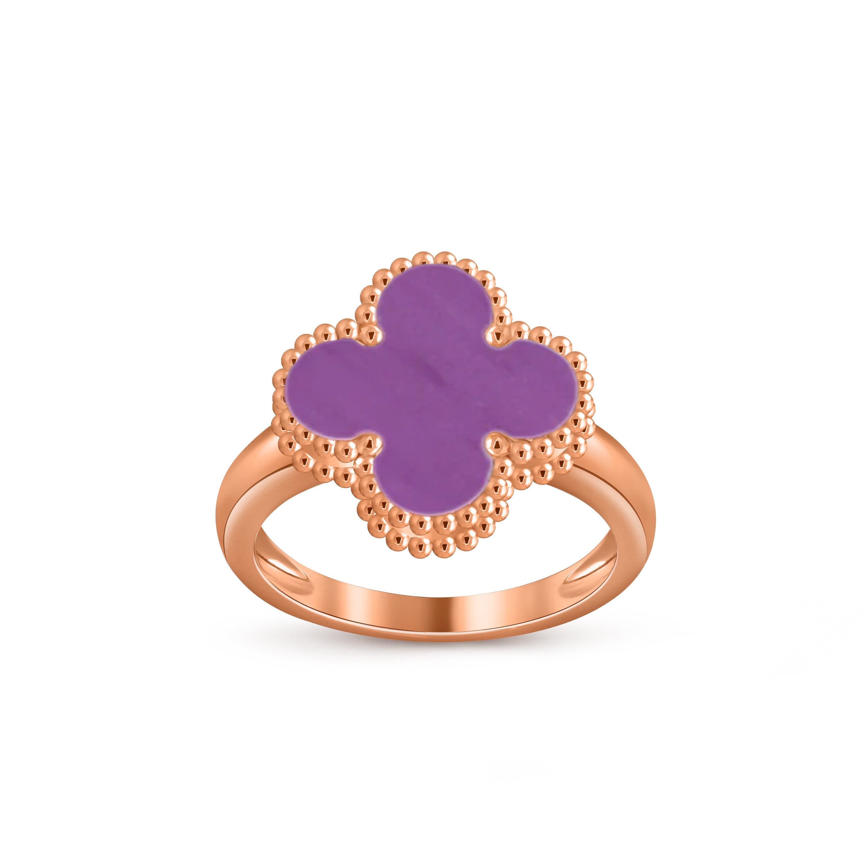 Glücks-Klee-Ring aus Roségold im Vintage-Stil – Luxuriöse Edelsteinkollektion