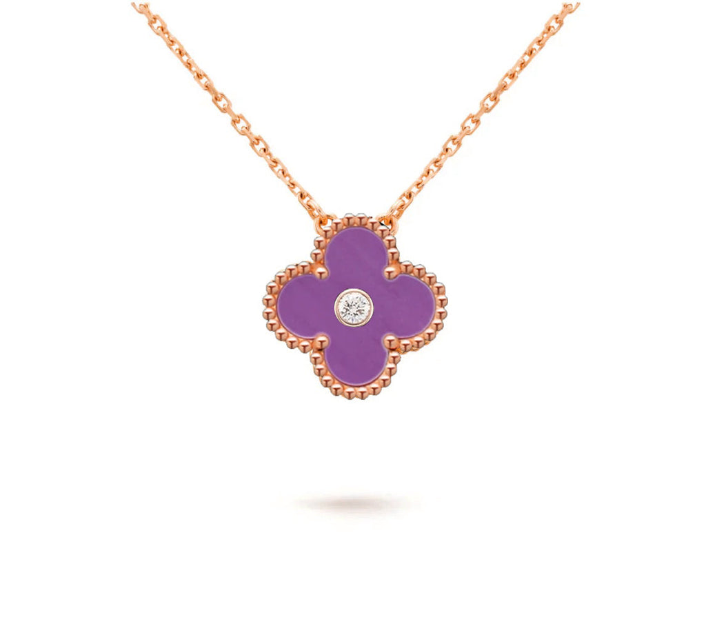 15mm Clover Flower Diamond Pendant Necklace Collection
