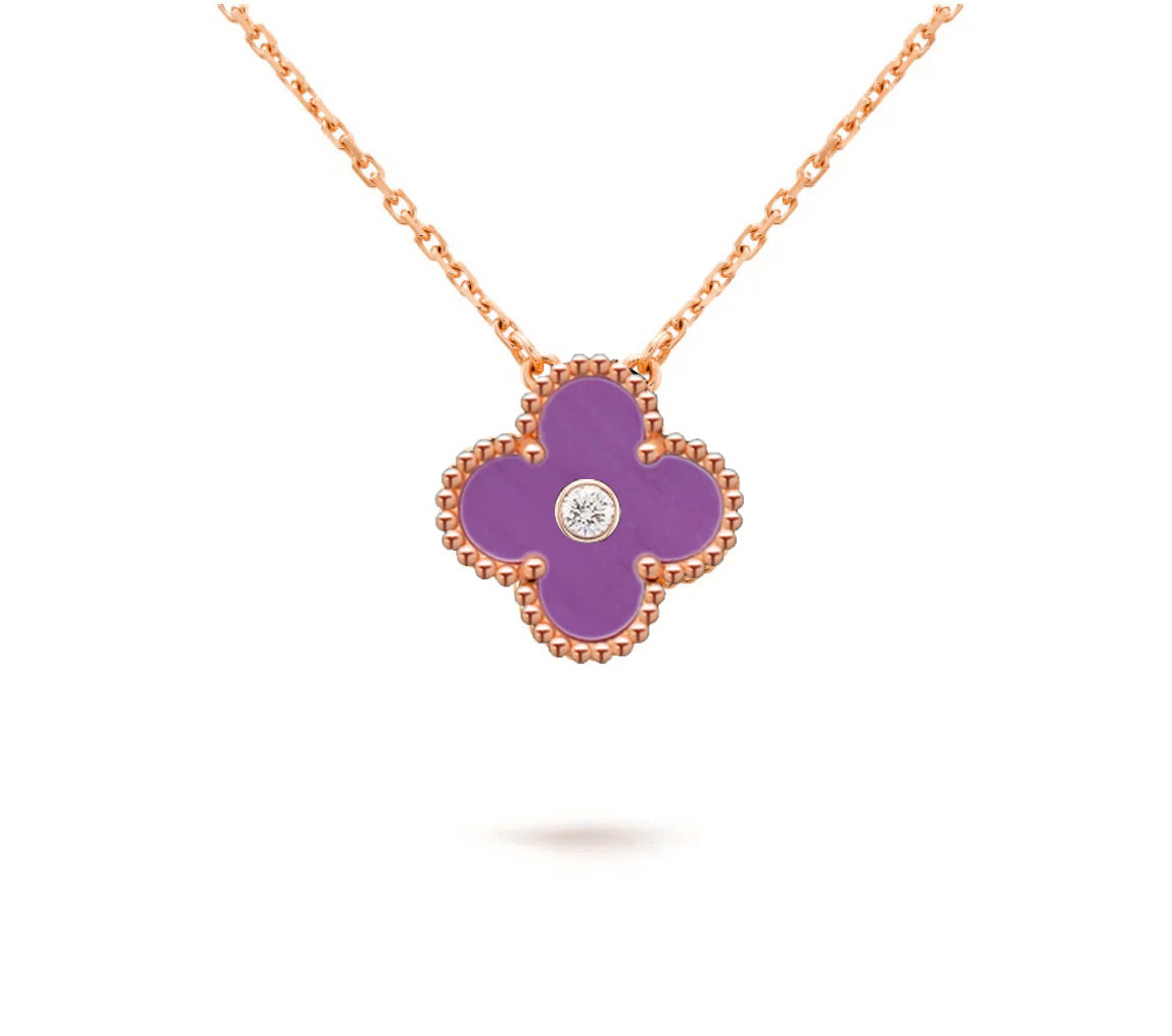15mm Clover Flower Diamond Pendant Necklace Collection