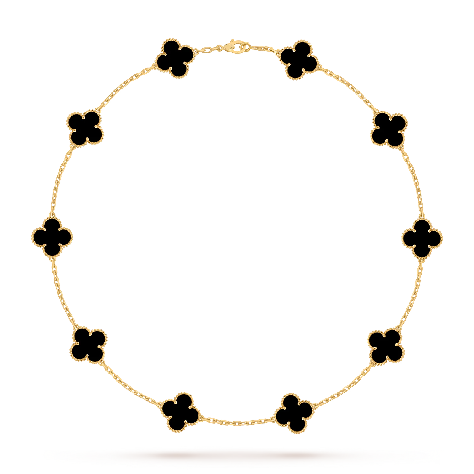 Classic Lucky 10-Motif Clover Necklace - 10-Flower Statement Chain Gold Collection