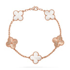 Glückliches 5-Motiv Kleeblattarmband - Natur Perlmutt