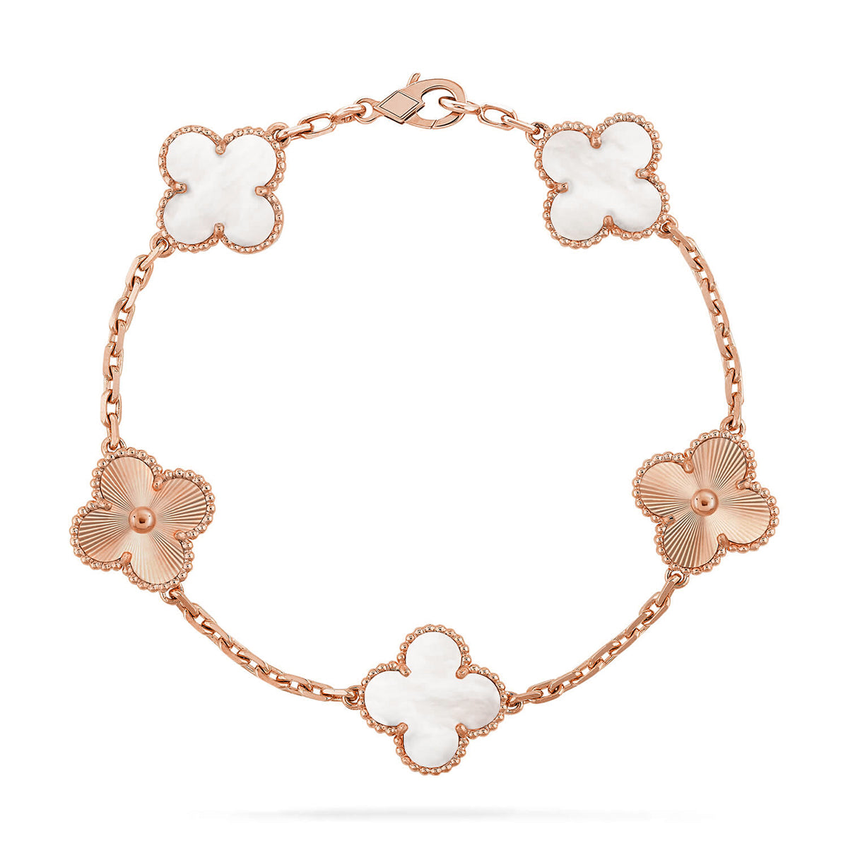 Lucky 5-Motif Clover Bracelet - Natural Mother of Pearl