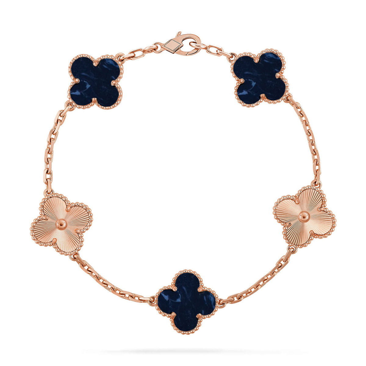 Lucky 5-Motif Clover Prosperity Bracelet - Natural Pietersite Gemstone