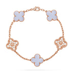 Lucky 5-Motif Clover Serenity Bracelet - Natural Violet Gemstone