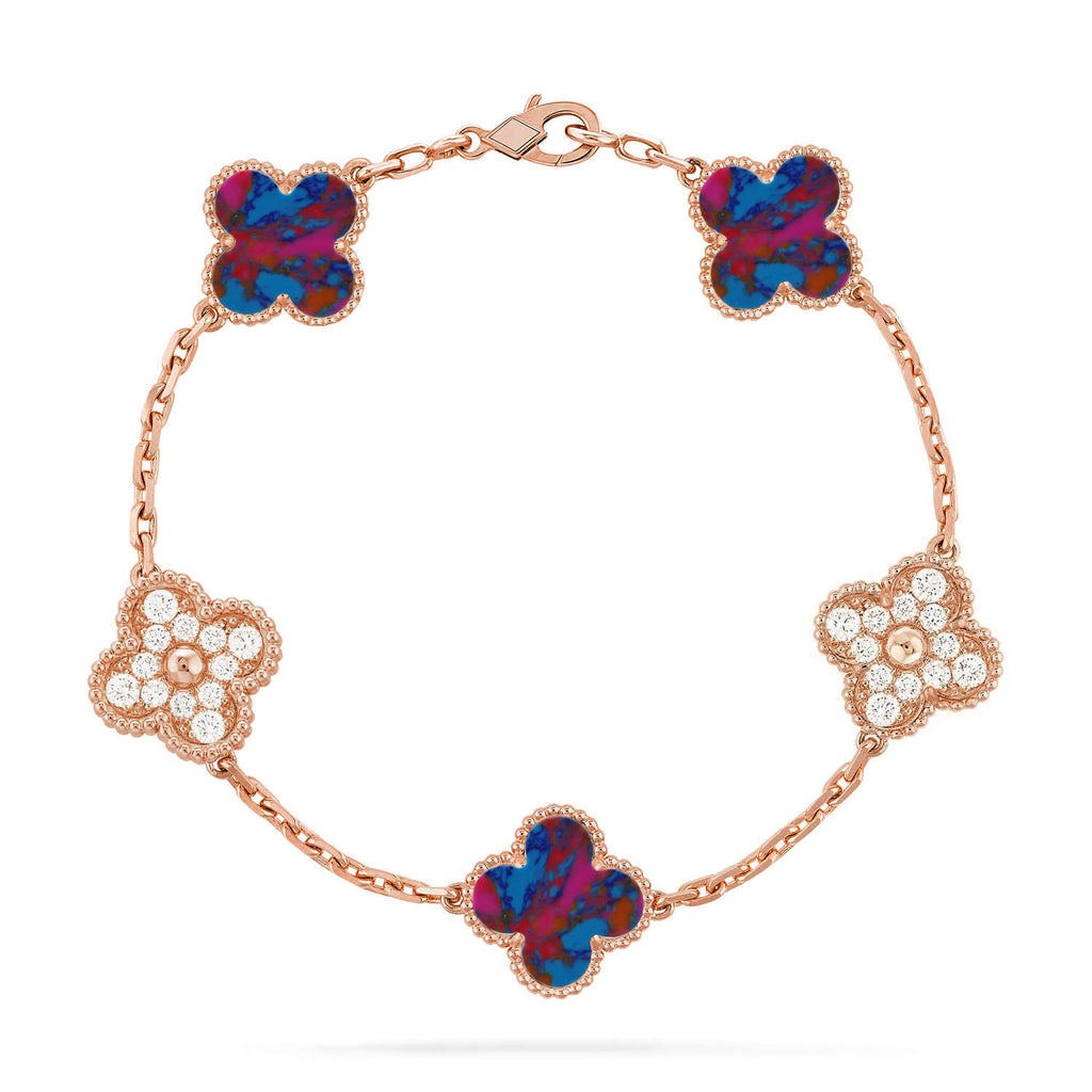 Glücksklee-Armband mit 5 Motiven – Multi-Edelstein-Kollektion