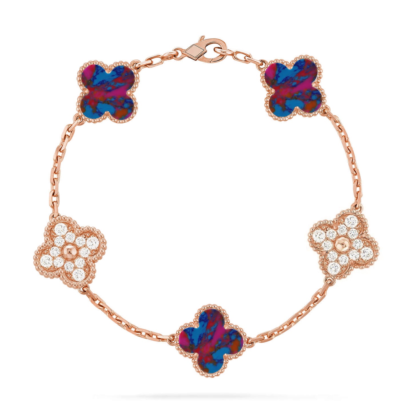 Lucky Clover 5-Motif Bracelet - Multi-Gem Collection