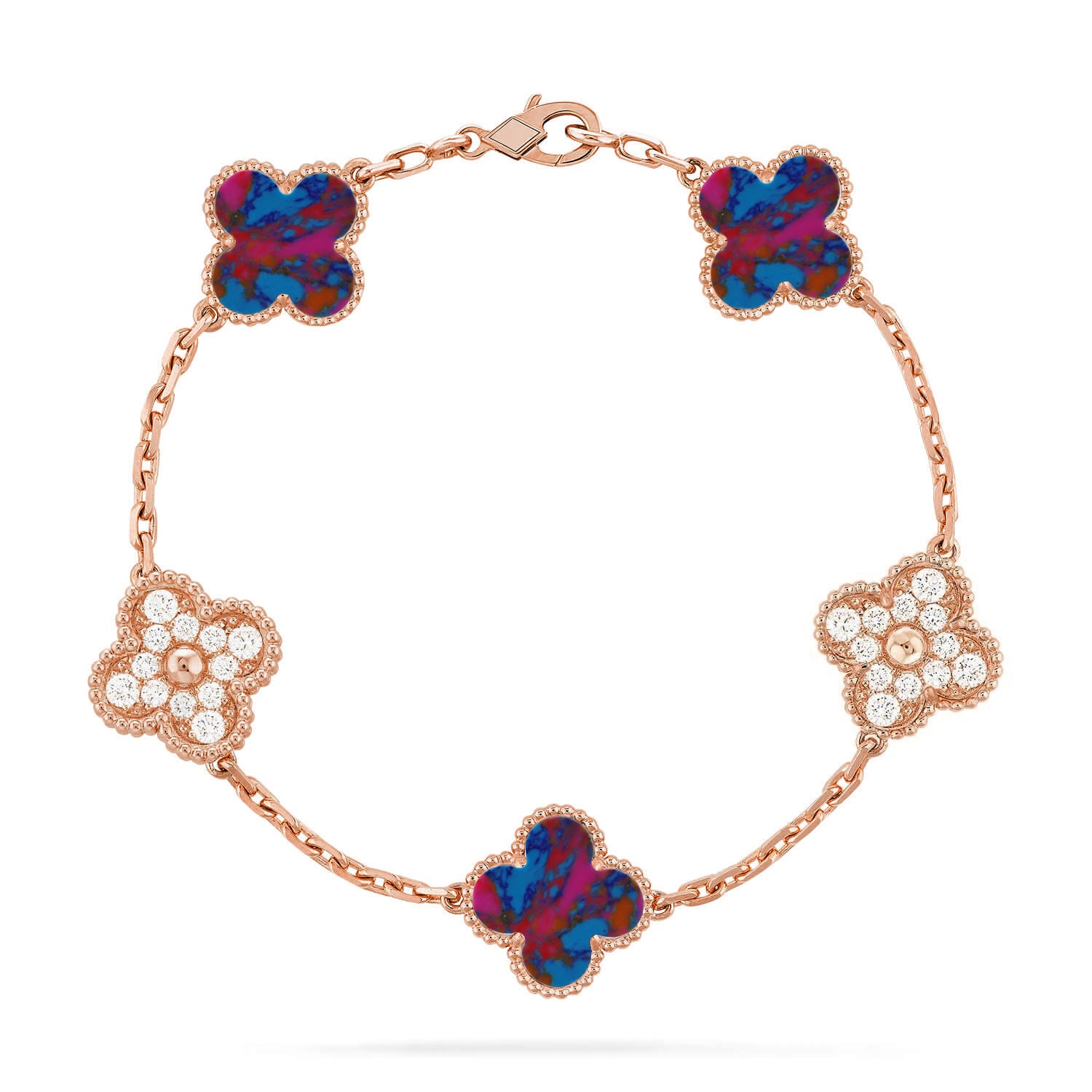 Glücksklee-Armband mit 5 Motiven – Multi-Edelstein-Kollektion