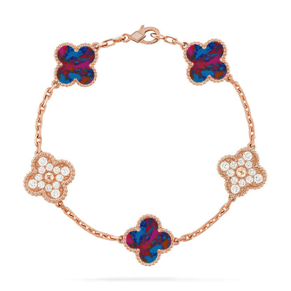 Lucky Clover 5-Motif Bracelet - Multi-Gem Collection