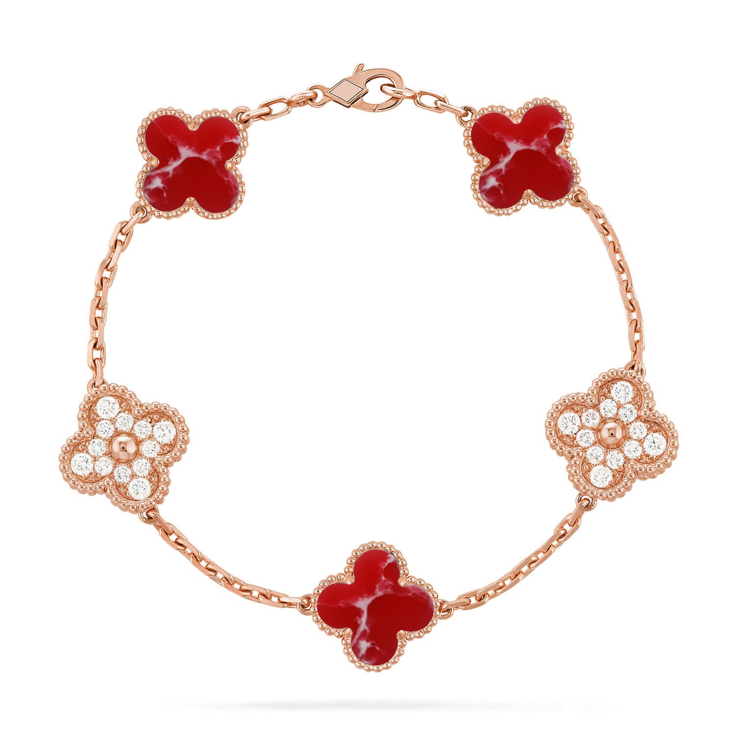 Armband Glücksklee 5 Motive – Kollektion Roter Larimar