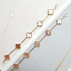 Lucky 5-Motif Clover Serenity Bracelet - Natural Pink Mother of Pearl