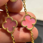 Lucky 5-Motif Clover Serenity Bracelet - Natural Pink Mother of Pearl