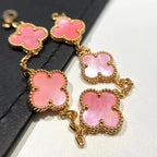 Lucky 5-Motif Clover Serenity Bracelet - Natural Pink Mother of Pearl