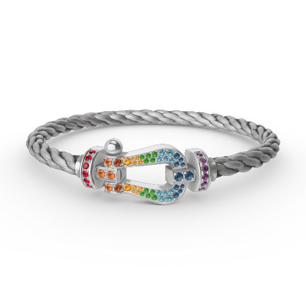 FORCE Large Horseshoe Colored Diamond Bracelet - White Gold