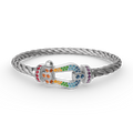 FORCE Large Horseshoe Colored Diamond Bracelet - White Gold