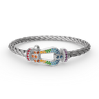 FORCE Large Horseshoe Colored Diamond Bracelet - White Gold