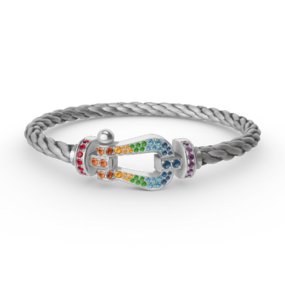 FORCE Large Horseshoe Colored Diamond Bracelet - White Gold