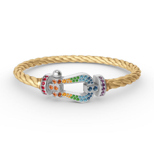 FORCE Large Horseshoe Colored Diamond Bracelet - White Gold