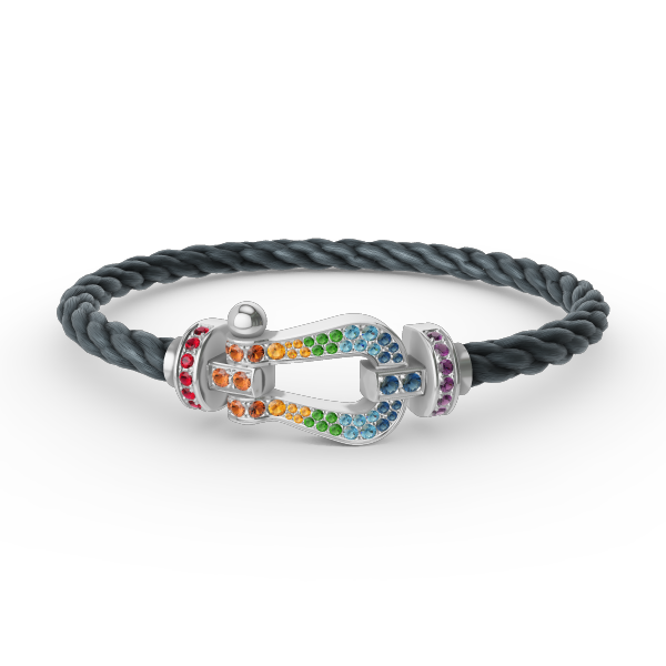FORCE Large Horseshoe Colored Diamond Bracelet - White Gold