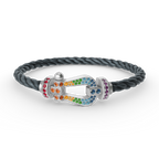 FORCE Large Horseshoe Colored Diamond Bracelet - White Gold